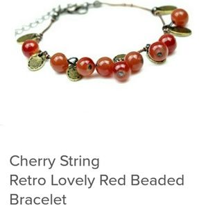 Antique bronze beaded cherry string bracelet